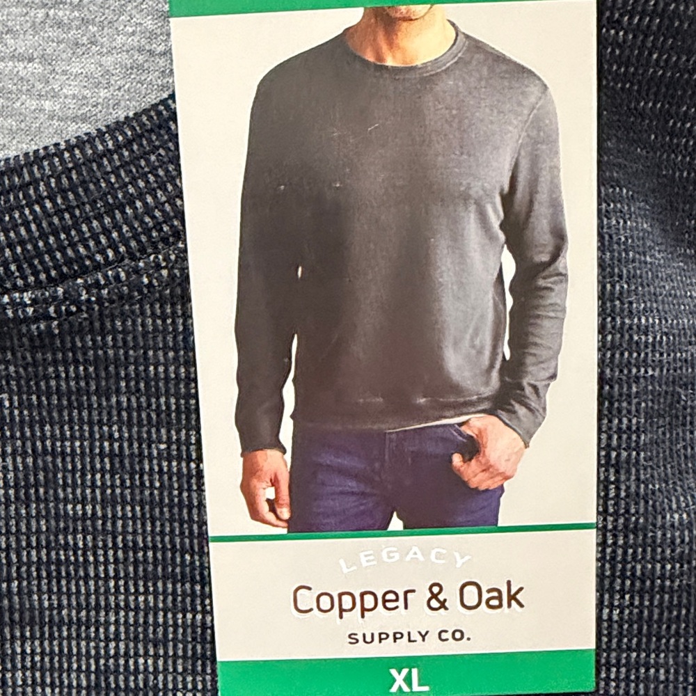 NWT Copper & Oak Men’s Crew Pullover 75% Cotton Black size XL